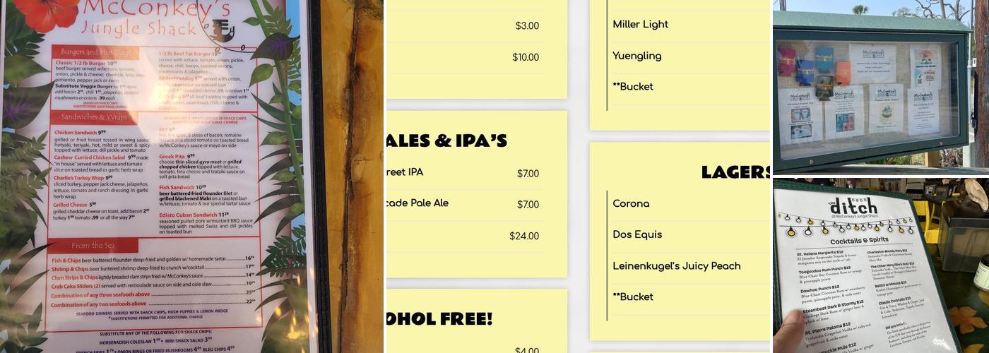 McConkey's Jungle Shack Menu
