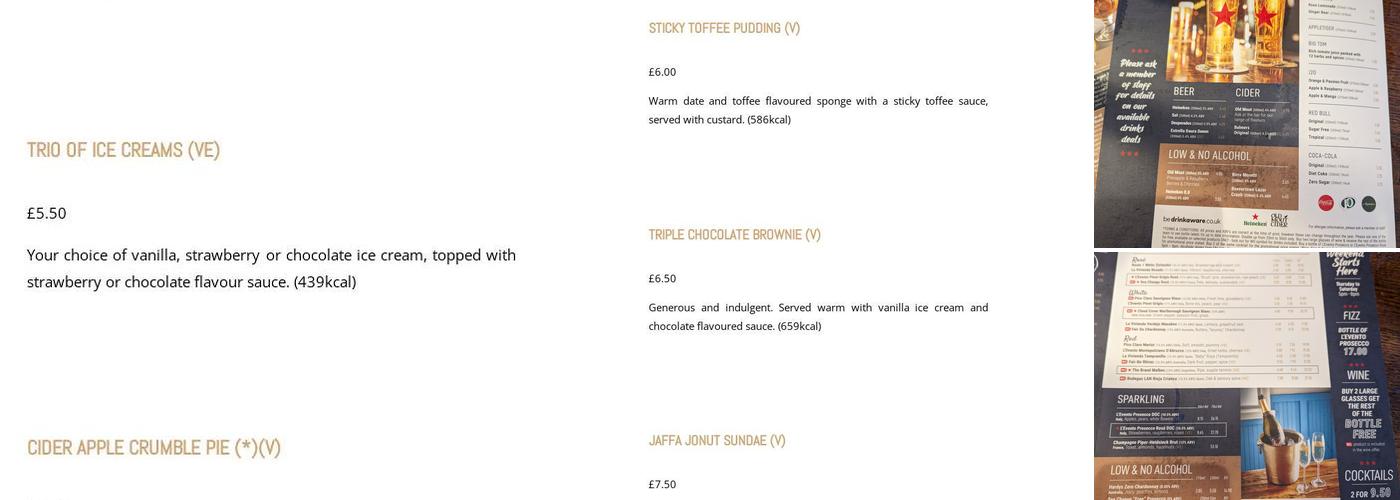 The King's Head Menu