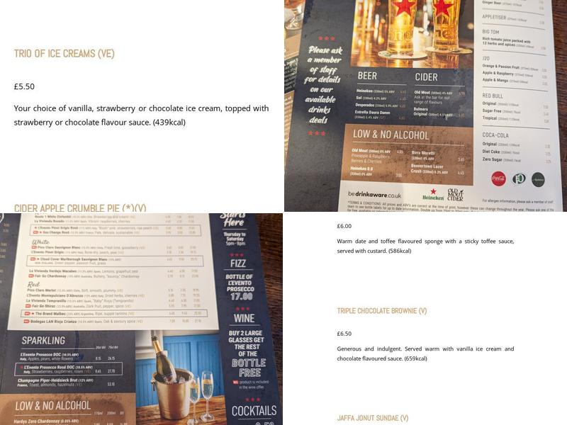 The King's Head Menu