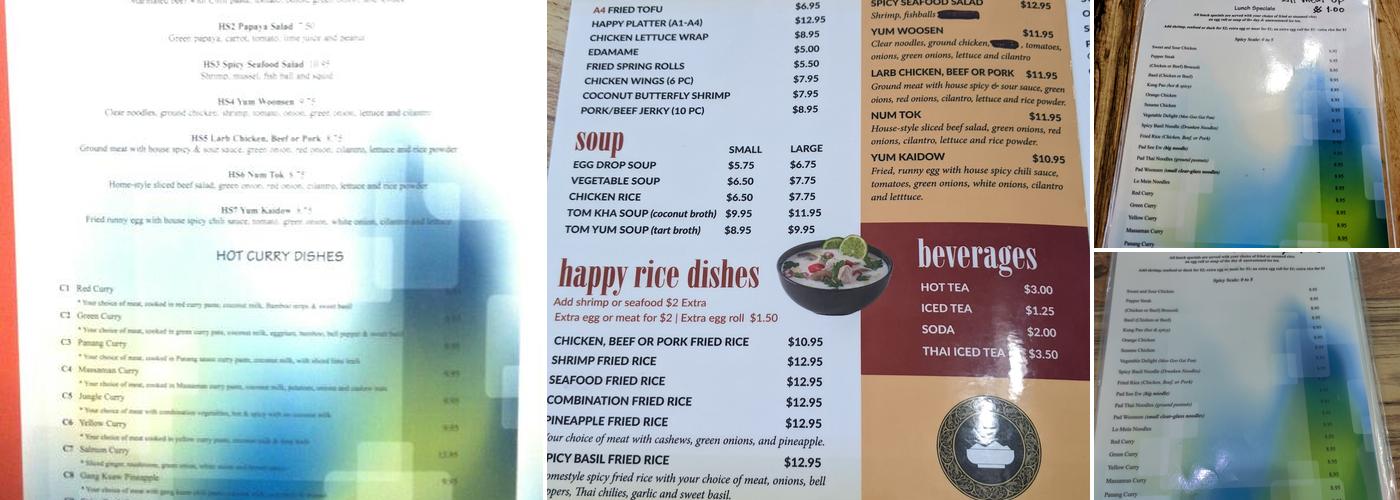 Happy Bowl Menu