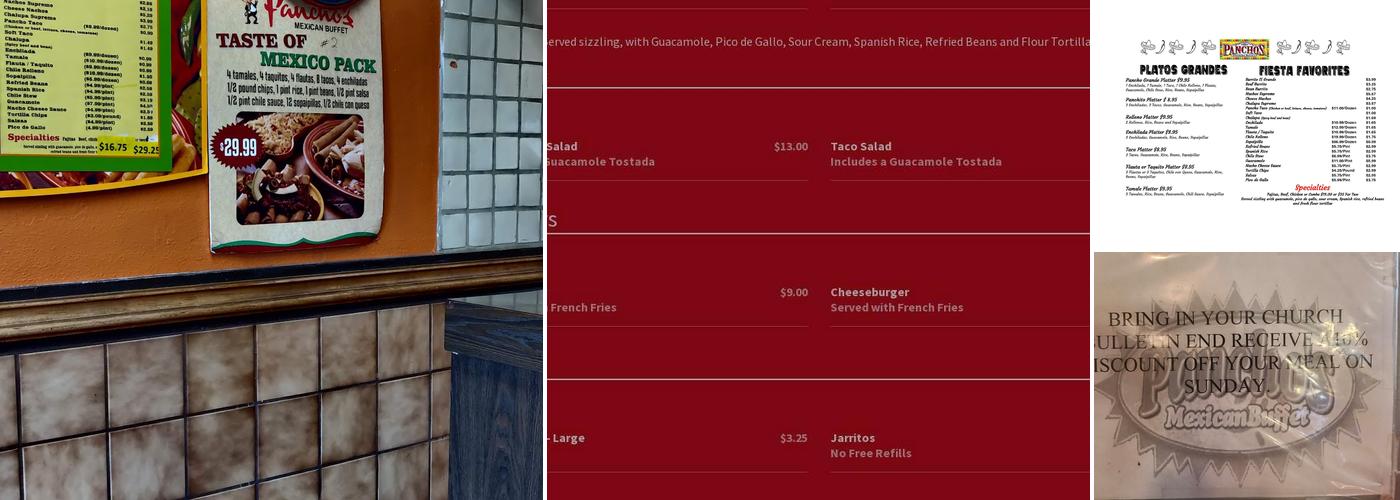 Pancho's Mexican Buffet Menu