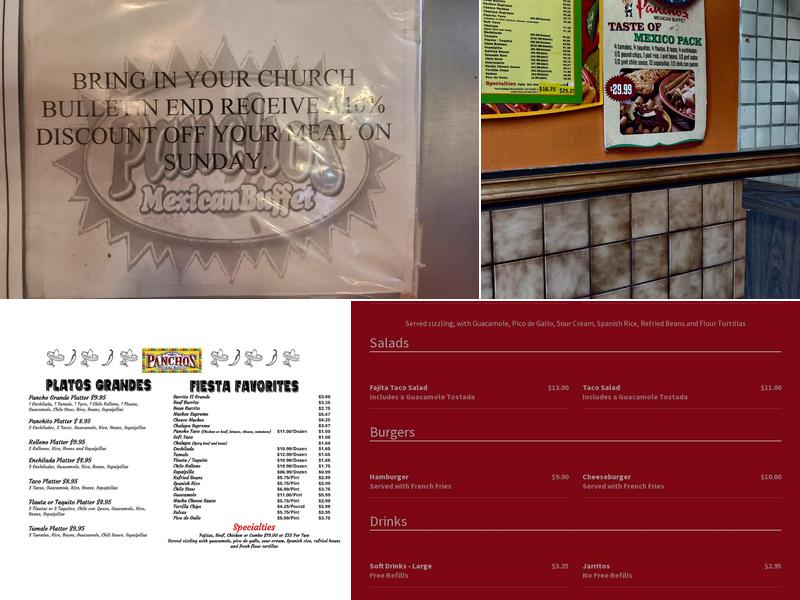 Pancho's Mexican Buffet Menu