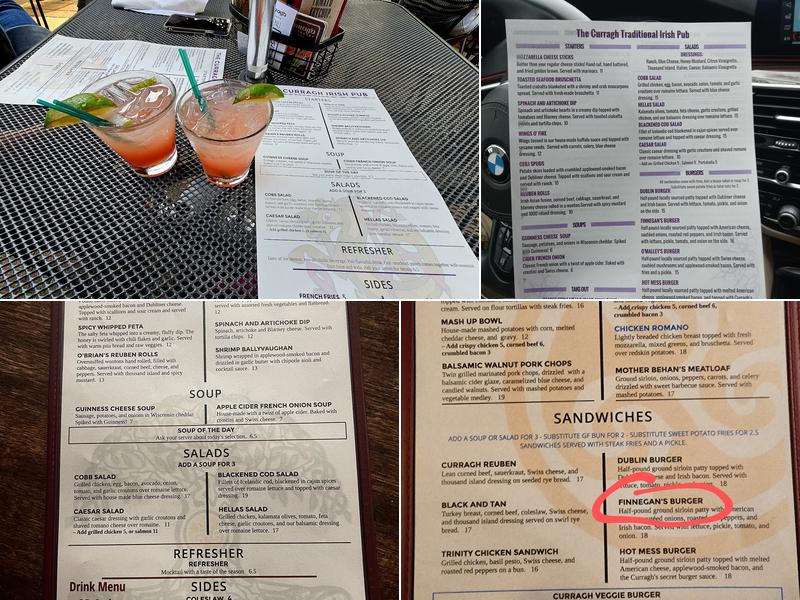 The Curragh Irish Pub Menu