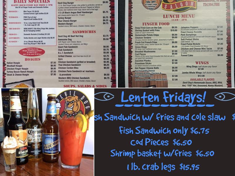 Devil Dog Saloon Menu