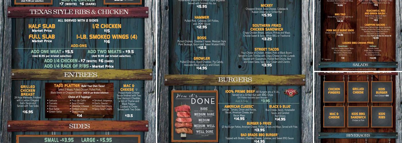 Bad Brads BBQ Menu