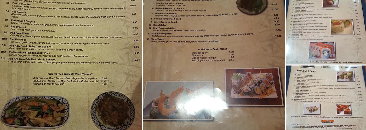 Sushi & Thai Menu