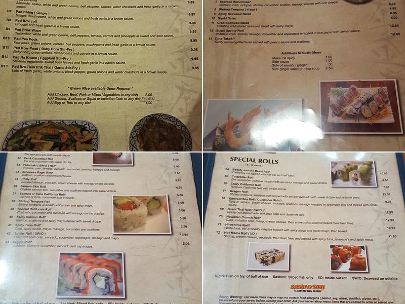 Sushi & Thai Menu