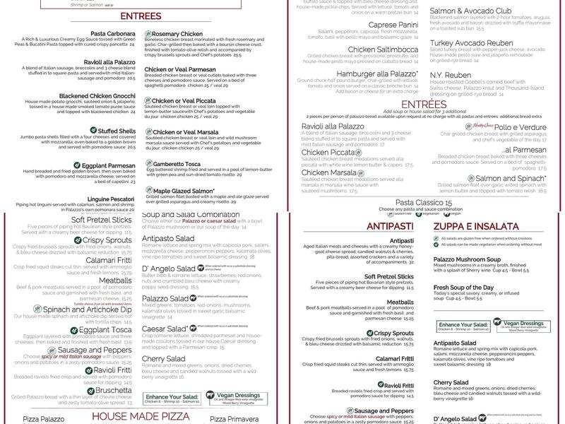 Palazzo Di Bocce Menu