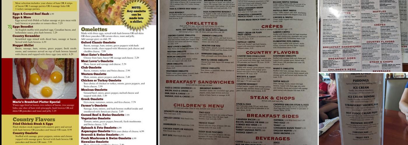 Mario's Golden Nugget Menu