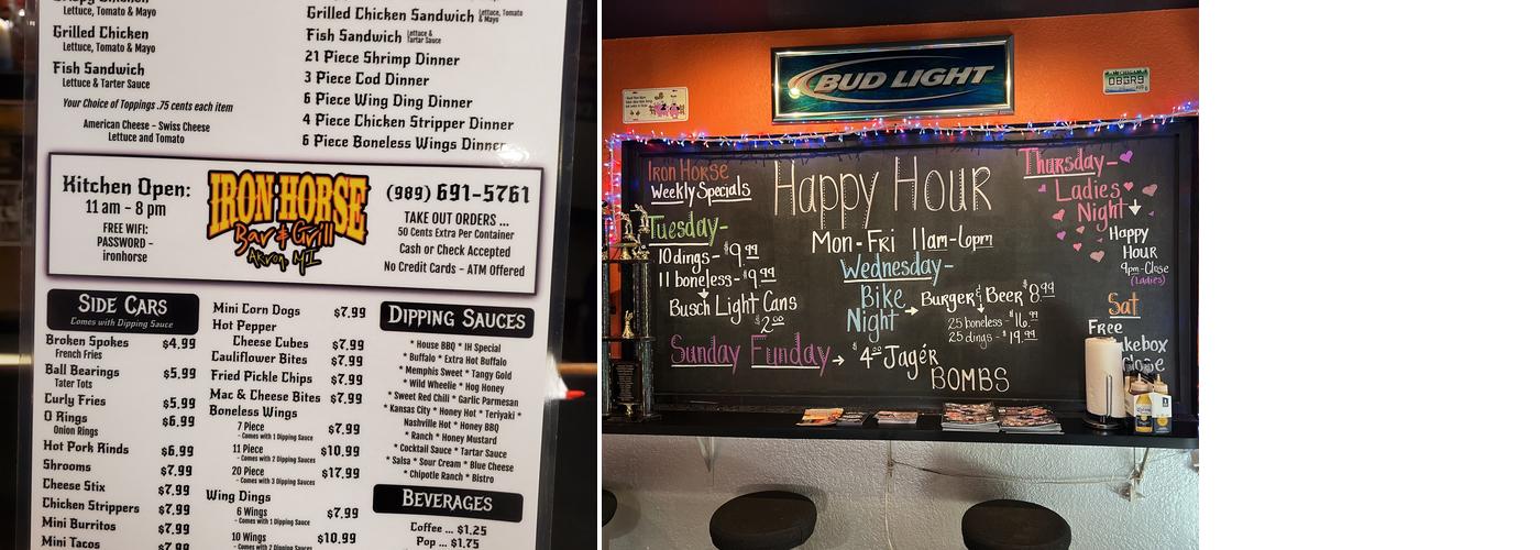 Iron Horse Bar & Grill LLC Menu