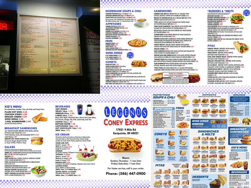 Legend's Coney Express Menu