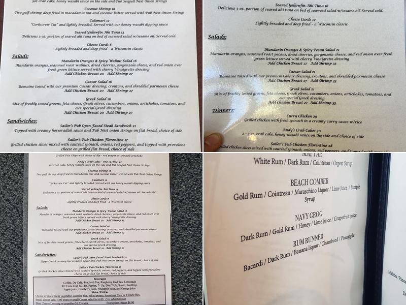 Sailors Pub Menu