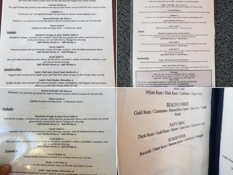 Sailors Pub Menu