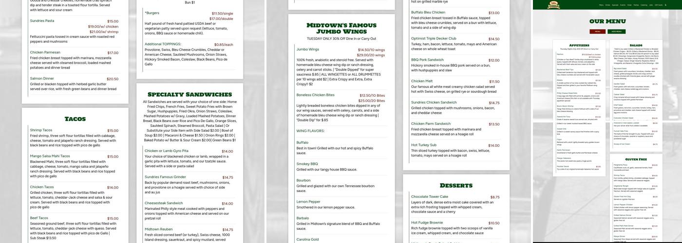 MIDTOWN SUNDRIES Menu