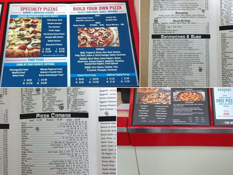 Domino's Pizza Menu
