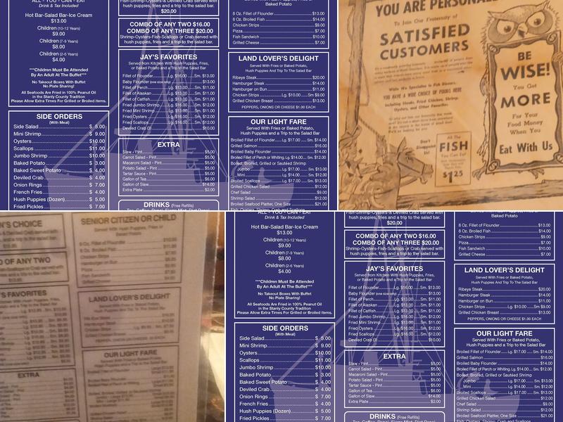 Jay's Seafood Restaurant Menu