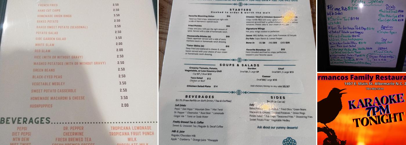 Harmanco's Menu