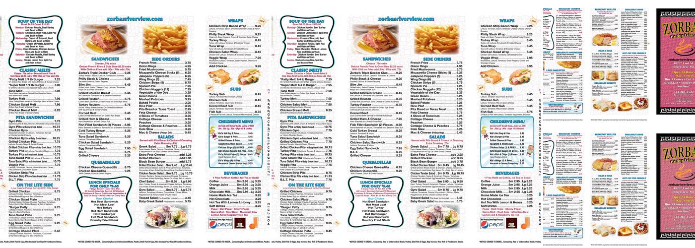 Zorba's Coney Island Menu
