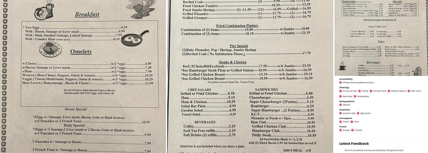 The Pier Menu