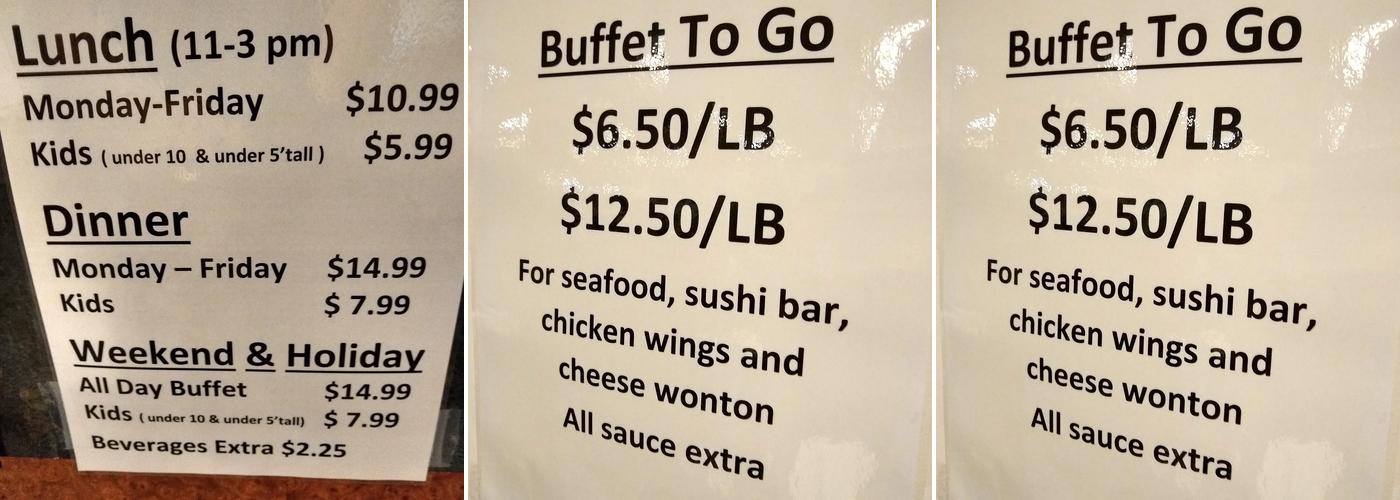 Dragon buffet Menu