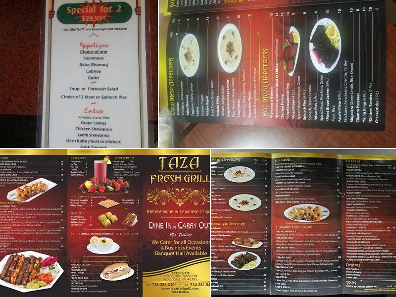 Taza Fresh Grill Menu