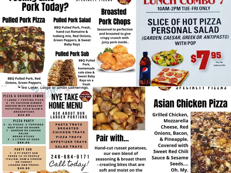 Village Pizza & BBQ Menu
