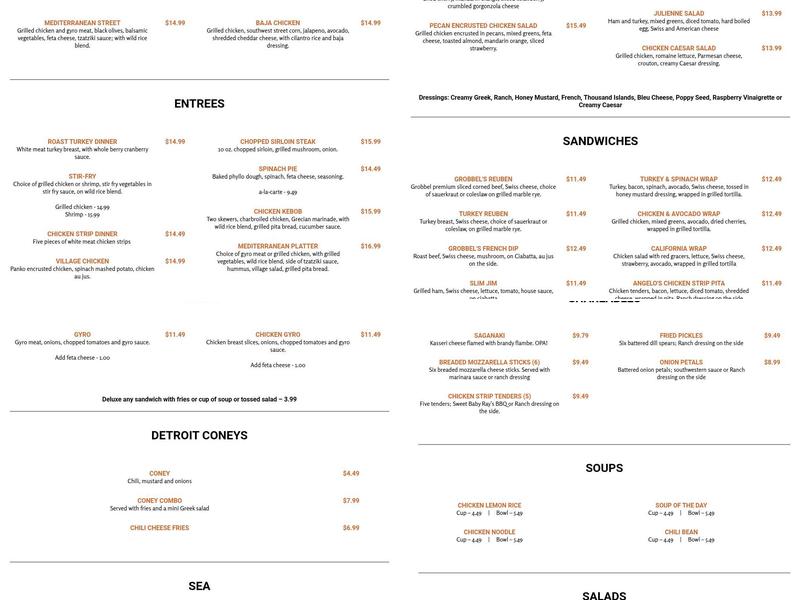 The Village Grill Menu