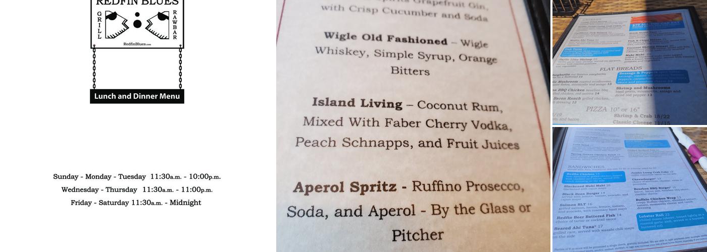Redfin Blues Menu
