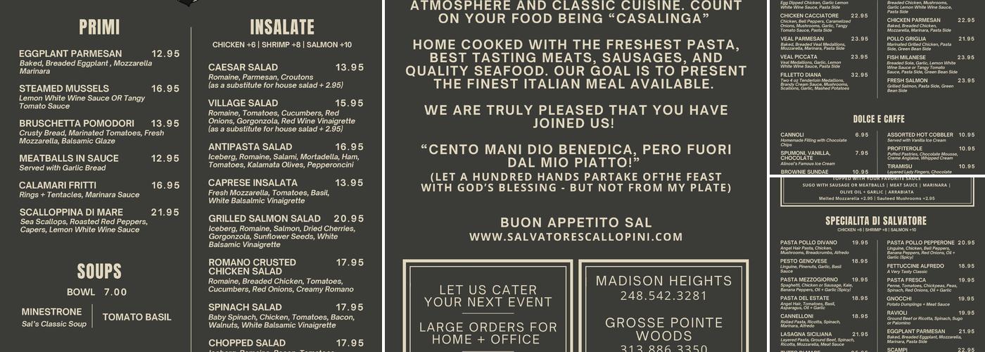 Salvatore Scallopini Menu