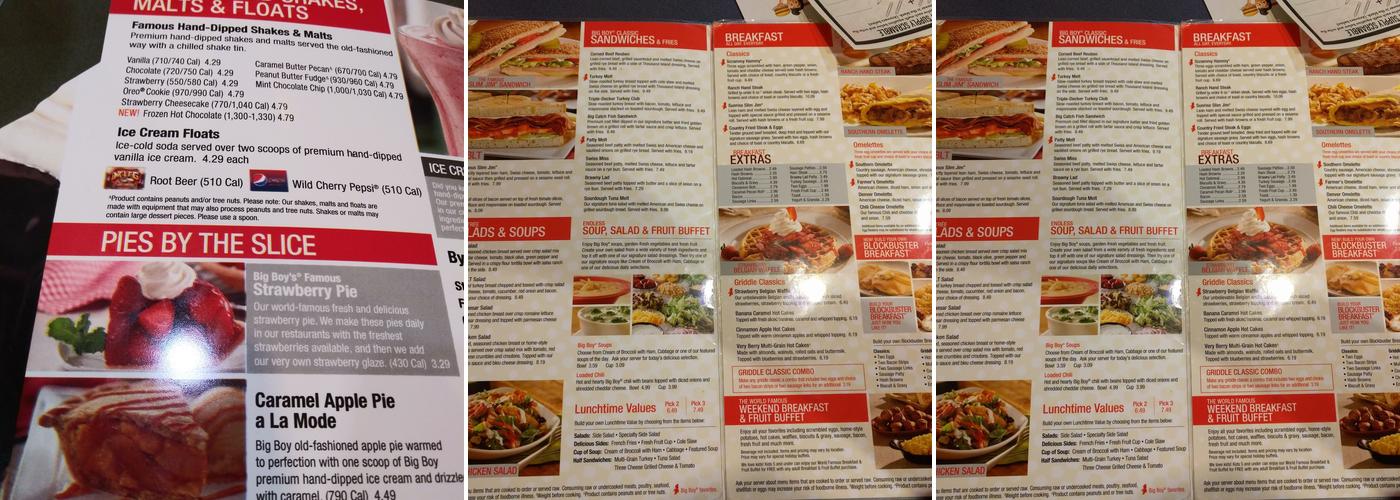 Big Boy Menu