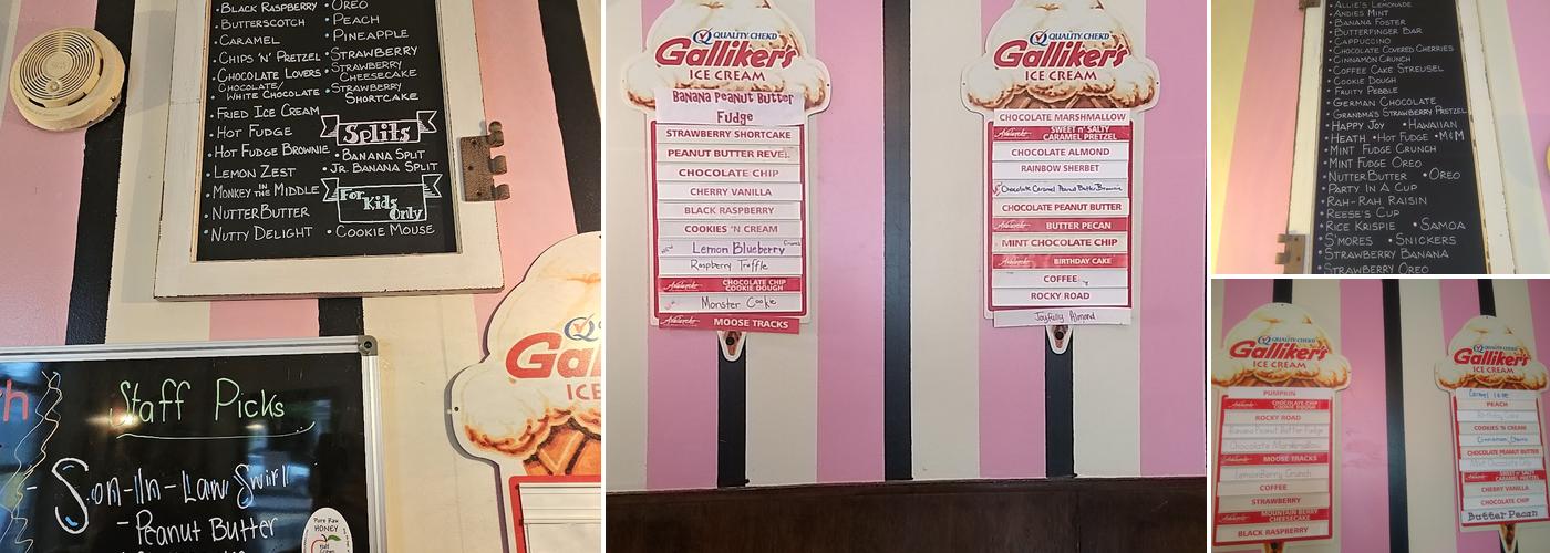 M.A.'s Ice Cream Shop Menu