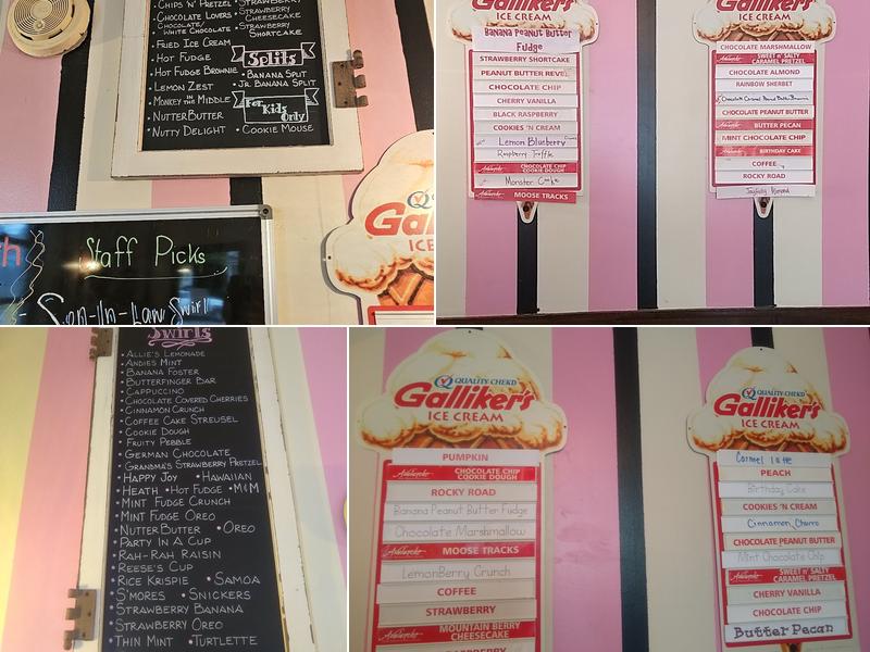 M.A.'s Ice Cream Shop Menu