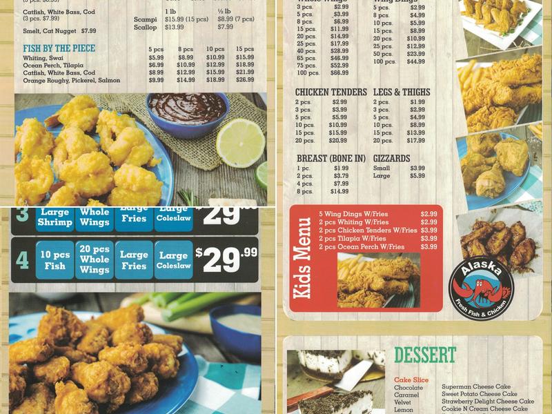 Alaska Fish and Chicken Menu
