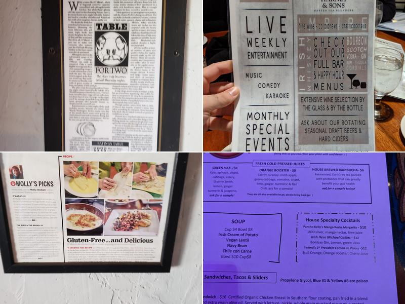 O'Mara's Restaurant Menu