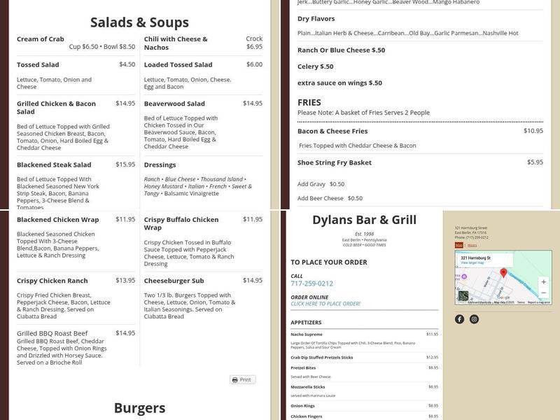 Dylans Menu