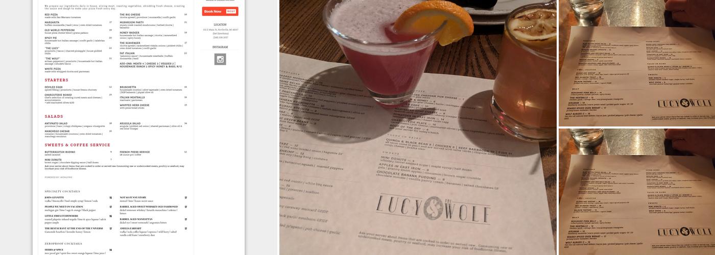 Lucy & the Wolf Menu