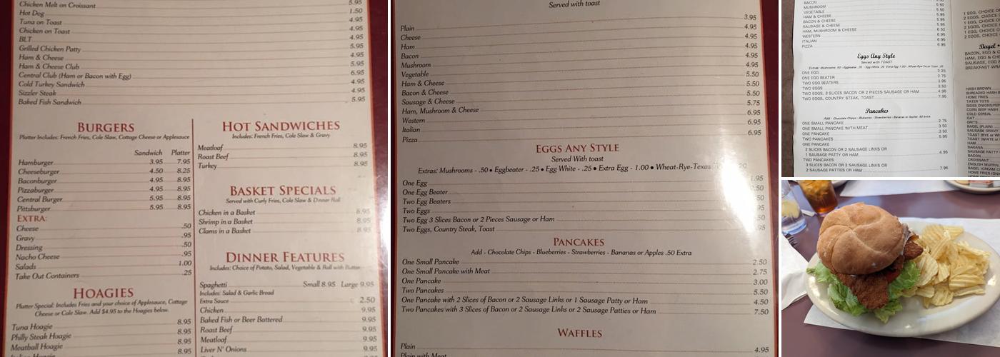 Central Restaurant Menu