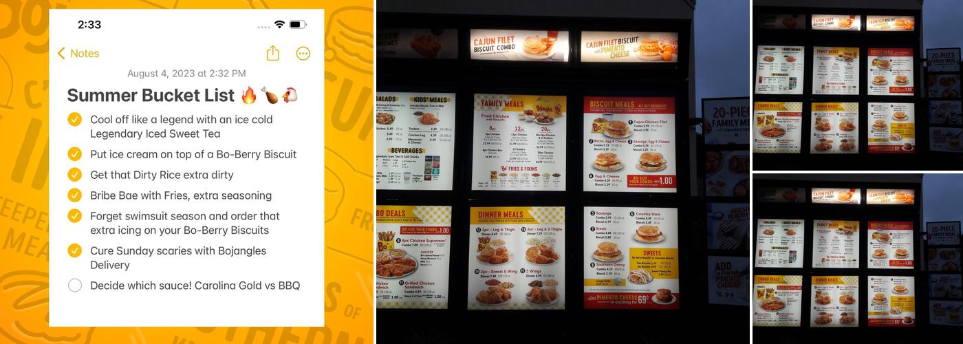 Bojangles Menu