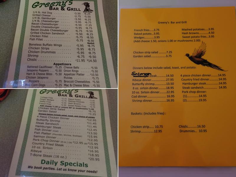 Greeny's Menu