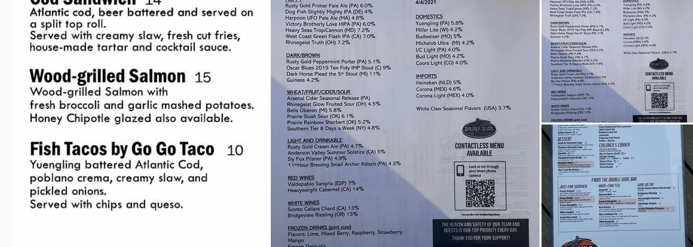 Double Wide Grill Menu