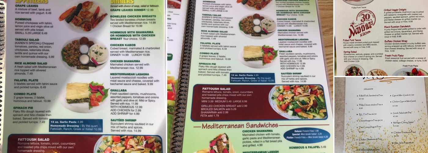 Nanna's Kitchen Menu