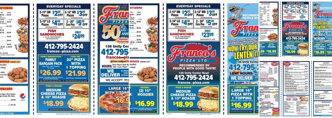 Franco's Pizza Menu