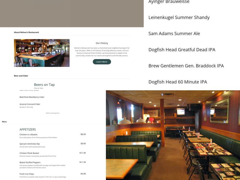 Mohan's Restaurant Menu