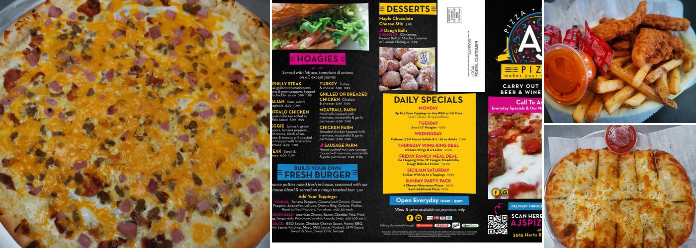 AJ'S Pizza Menu