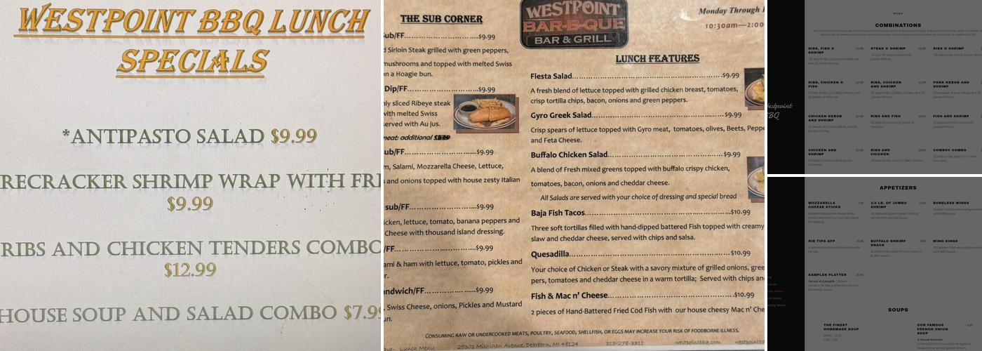 Westpoint Bbq Menu
