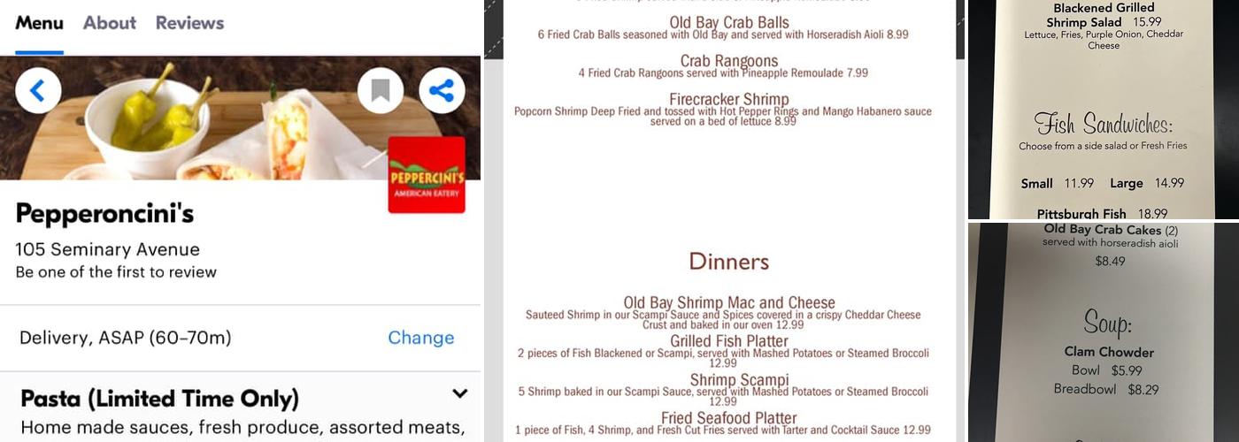 Pepperoncini's Pub Menu