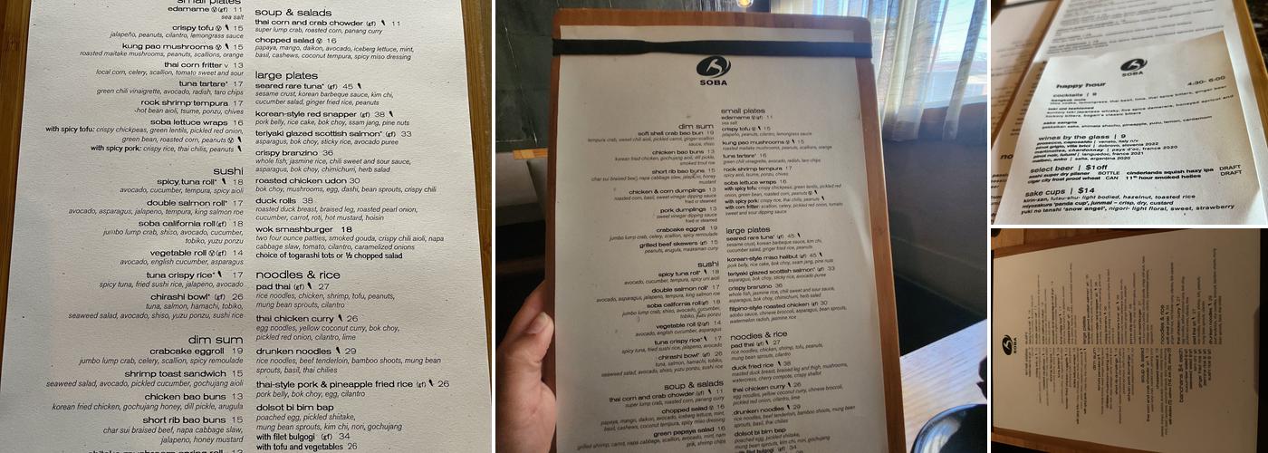 Soba Menu