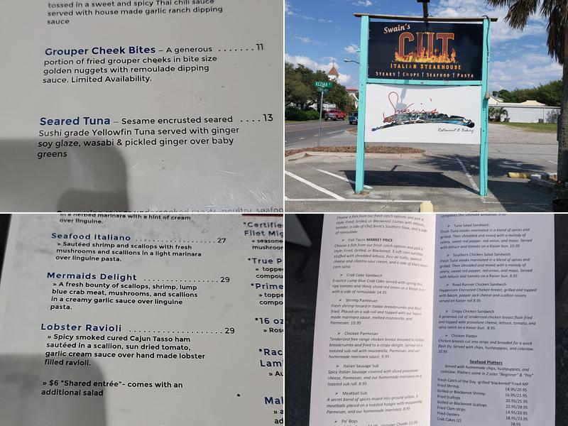 Swain's Seafood and Cut Restaurant Menu
