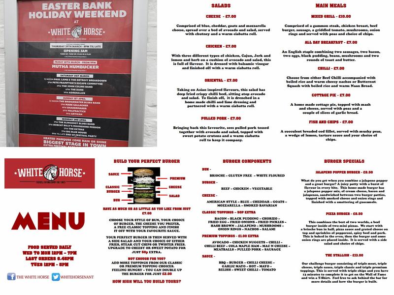 The White Horse Menu