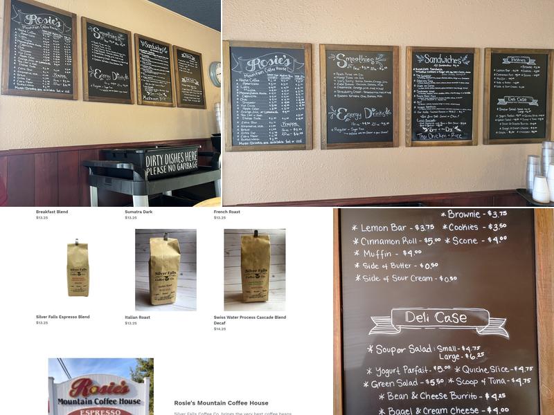 Rosie's Mountain Coffee House Menu